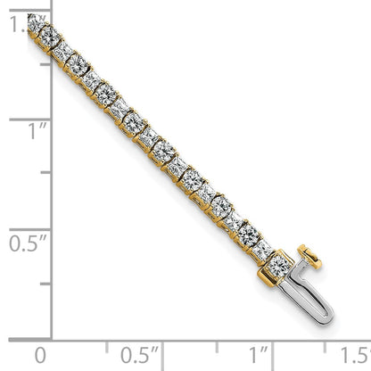14K Yellow Gold Vs+ F+ Lab Grown Princess And Round Diamond Tennis Bracelet