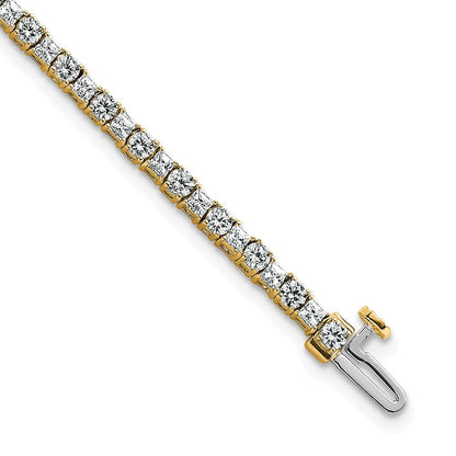 14K Yellow Gold Vs/Si Fgh Cert. Lab Grown Princess And Round Diamond Tennis Bracelet