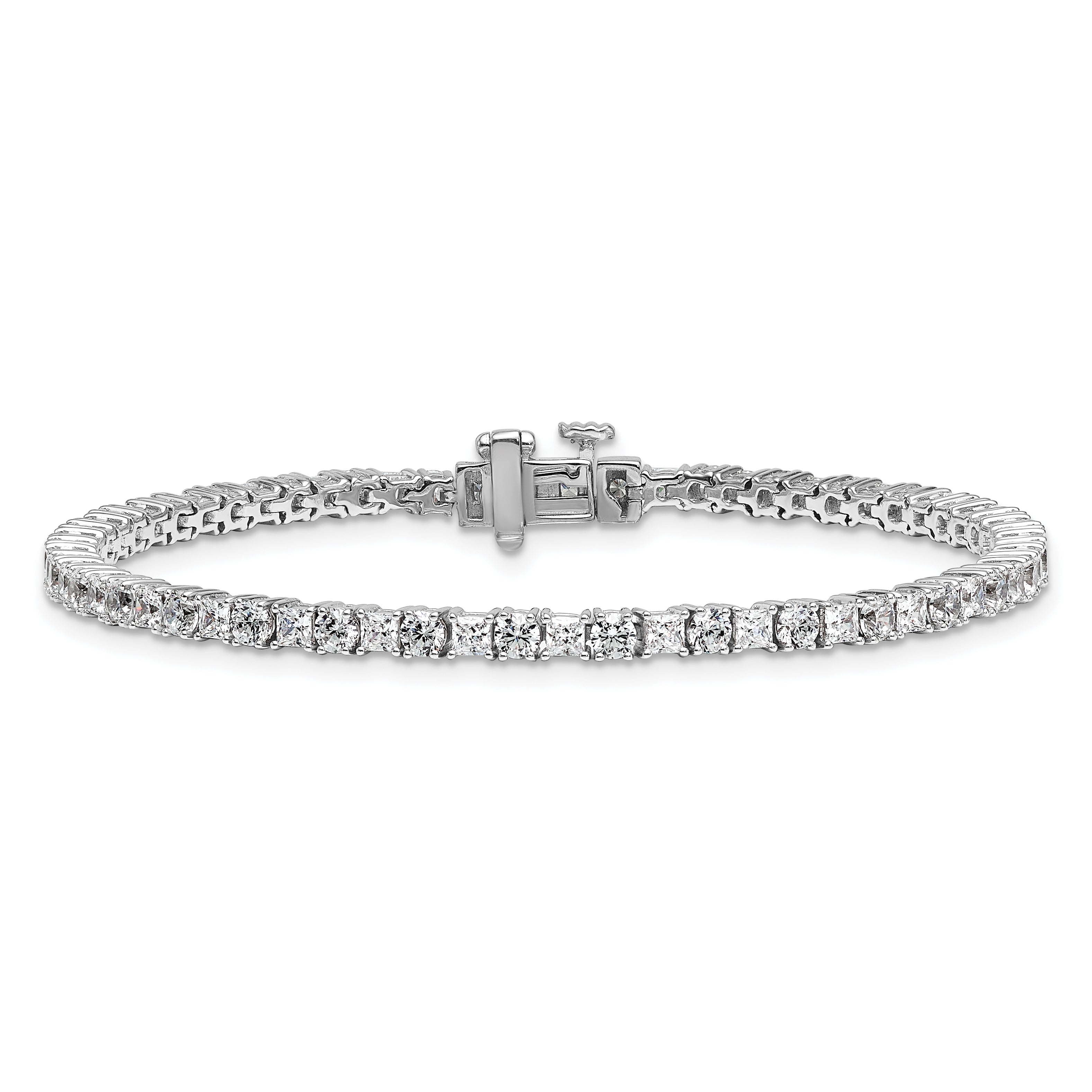 14K White Gold 5 Carat Lab Grown Diamond Vs+ F+ Complete Princess And Round Tennis Bracelet