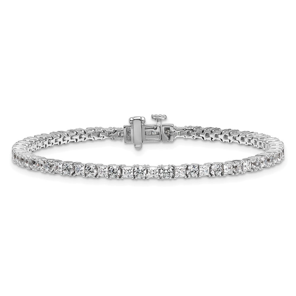 14K White Gold 5 Carat Lab Grown Diamond Vs/Si+ G+ Complete Princess And Round Tennis Bracelet