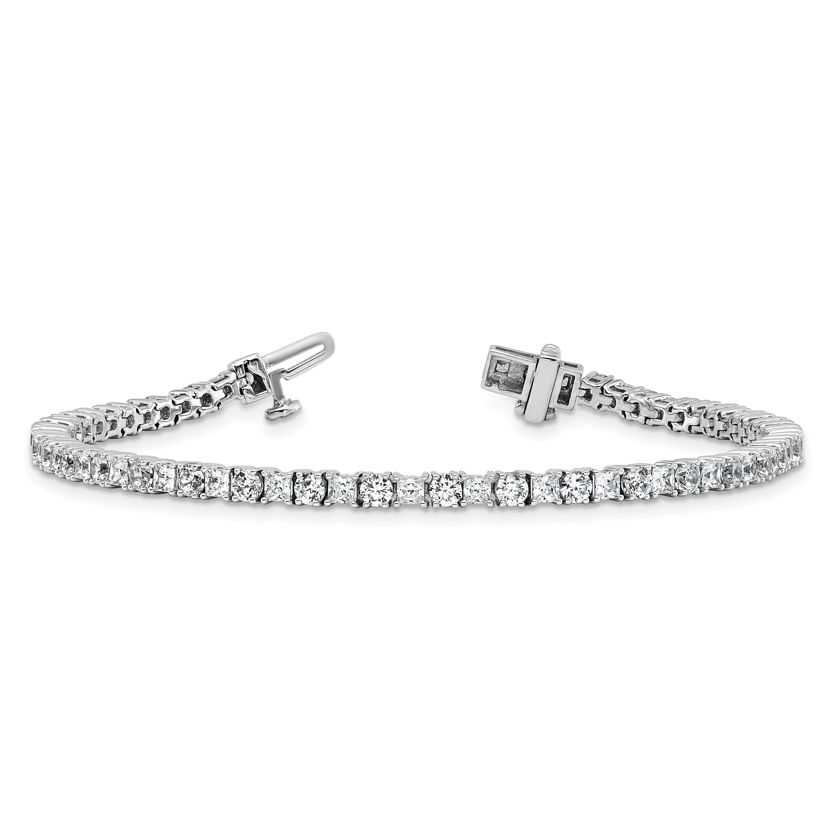 14K White Gold 5 Carat Lab Grown Diamond Vs+ F+ Complete Princess And Round Tennis Bracelet