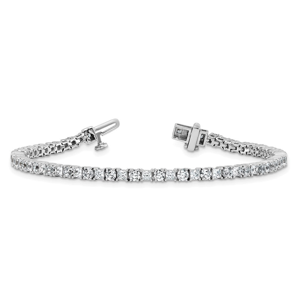 14K White Gold Wg Vs Def Cert. Lab Grown Princess And Round Diamond Tennis Bracelet