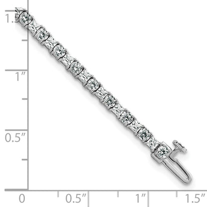 14K White Gold 5 Carat Lab Grown Diamond Vs/Si+ G+ Complete Princess And Round Tennis Bracelet