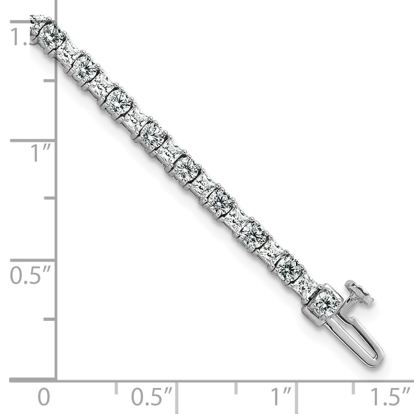 14K White Gold 5 Carat Lab Grown Diamond Vs+ F+ Complete Princess And Round Tennis Bracelet