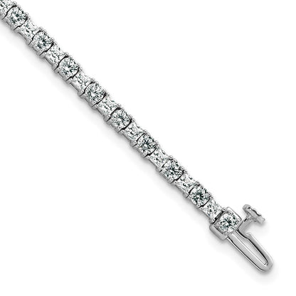 14K White Gold 5 Carat Lab Grown Diamond Vs+ F+ Complete Princess And Round Tennis Bracelet