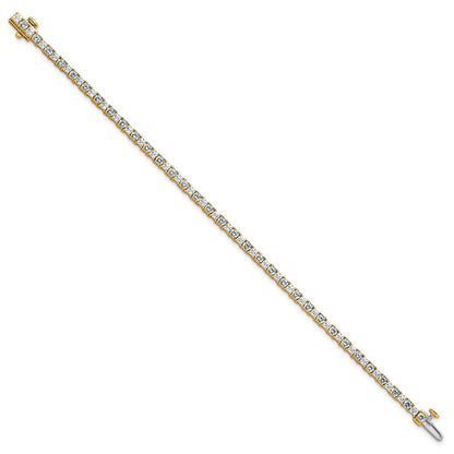 14K Yellow Gold 5 Carat Lab Grown Diamond Vs+ F+ Complete Princess And Round Tennis Bracelet
