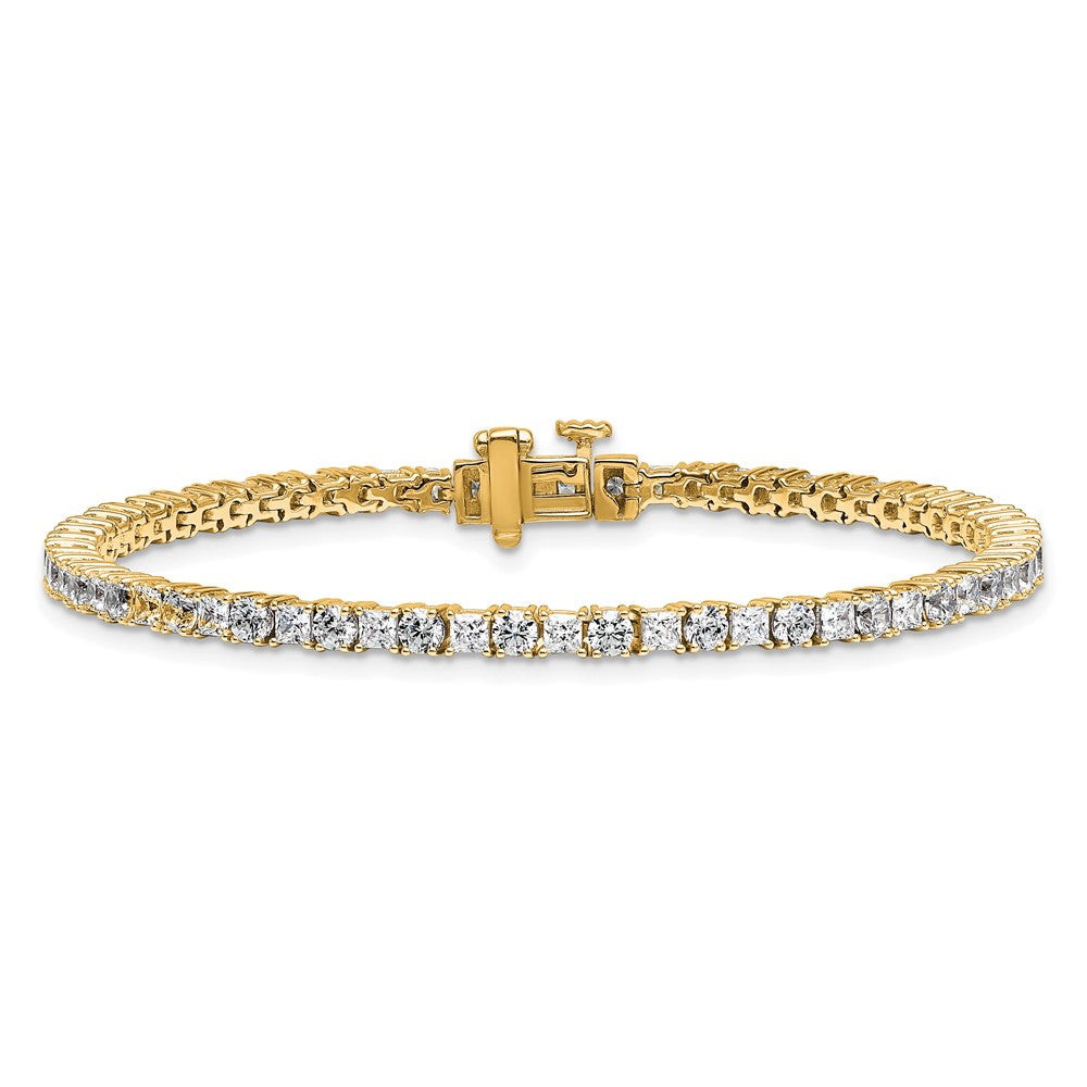 14K Yellow Gold Vs/Si Fgh Cert. Lab Grown Princess And Round Diamond Tennis Bracelet