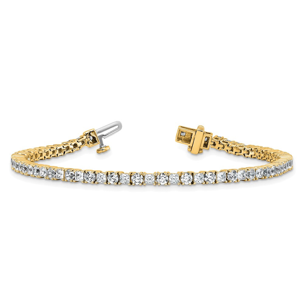 14K Yellow Gold Vs/Si Fgh Cert. Lab Grown Princess And Round Diamond Tennis Bracelet
