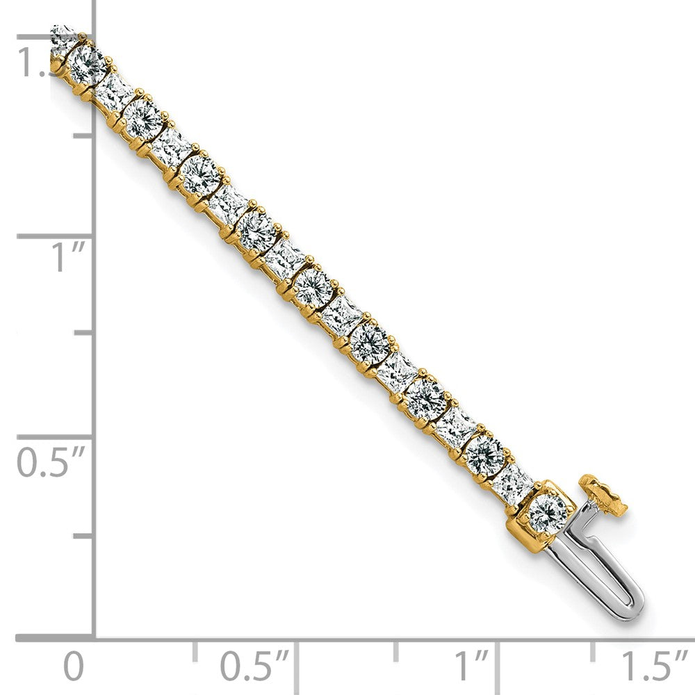 14K Yellow Gold Vs Def Cert. Lab Grown Princess And Round Diamond Tennis Bracelet