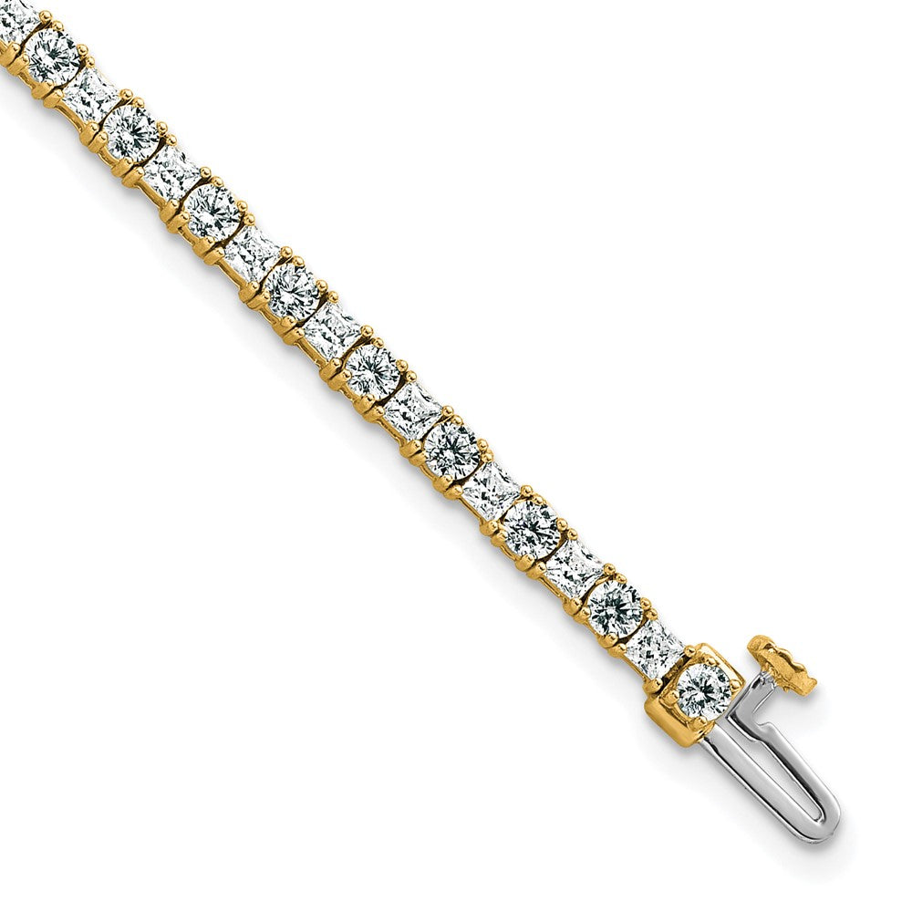 14K Yellow Gold Vs Def Cert. Lab Grown Princess And Round Diamond Tennis Bracelet