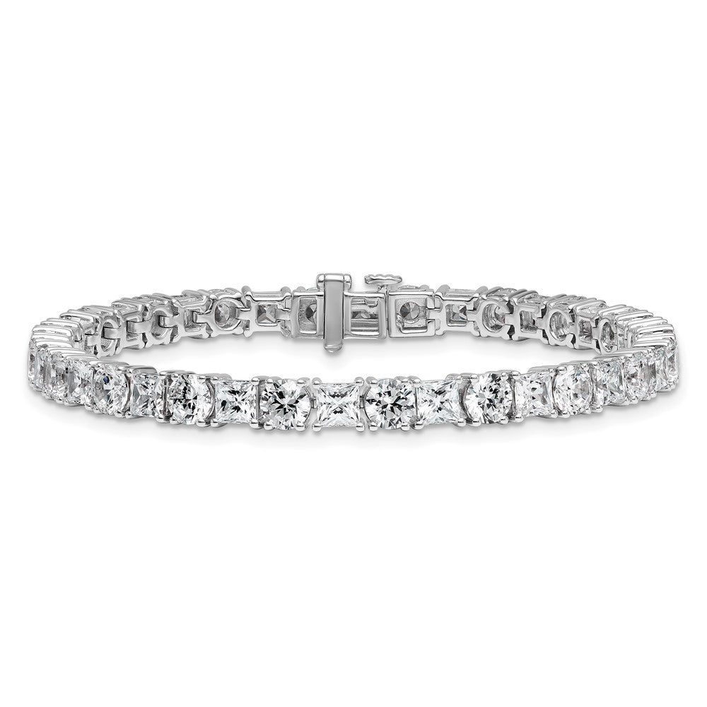 14K White Gold Wg Vs Def Cert. Lab Grown Princess And Round Diamond Tennis Bracelet