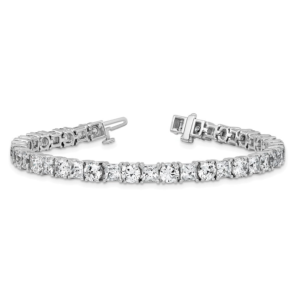14K White Gold Wg Vs+ F+ Lab Grown Princess And Round Diamond Tennis Bracelet