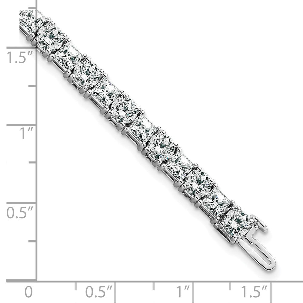 14K White Gold Wg Vs Def Cert. Lab Grown Princess And Round Diamond Tennis Bracelet
