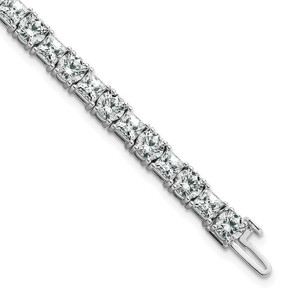 14K White Gold Wg Vs/Si Fgh Cert. Lab Grown Princess And Round Diamond Tennis Bracelet