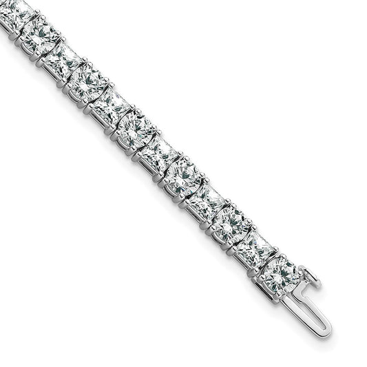 14K White Gold Wg Vs Def Cert. Lab Grown Princess And Round Diamond Tennis Bracelet