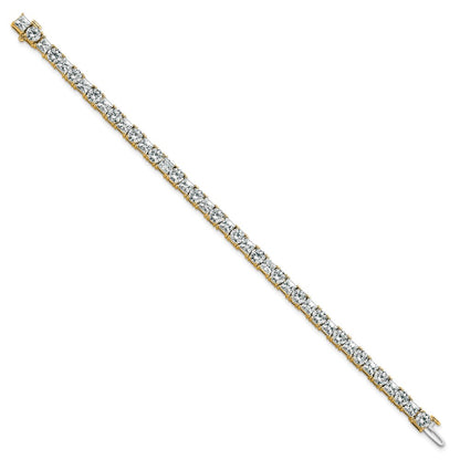 14K Yellow Gold Vs+ F+ Lab Grown Princess And Round Diamond Tennis Bracelet