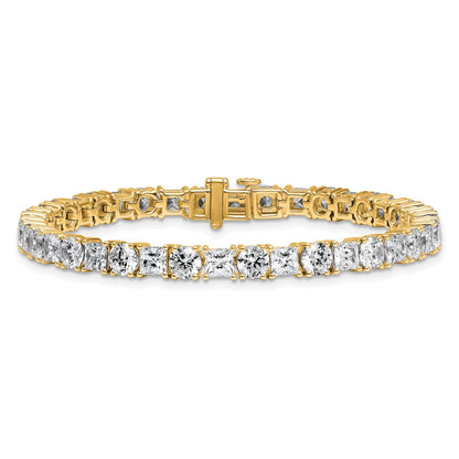 14K Yellow Gold Vs+ F+ Lab Grown Princess And Round Diamond Tennis Bracelet