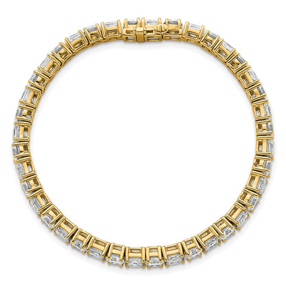 14K Yellow Gold Vs/Si Fgh Cert. Lab Grown Princess And Round Diamond Tennis Bracelet