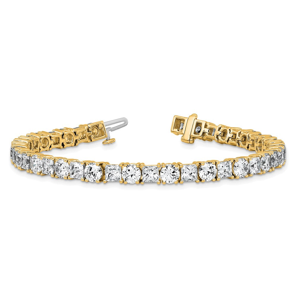 14K Yellow Gold Vs/Si Fgh Cert. Lab Grown Princess And Round Diamond Tennis Bracelet