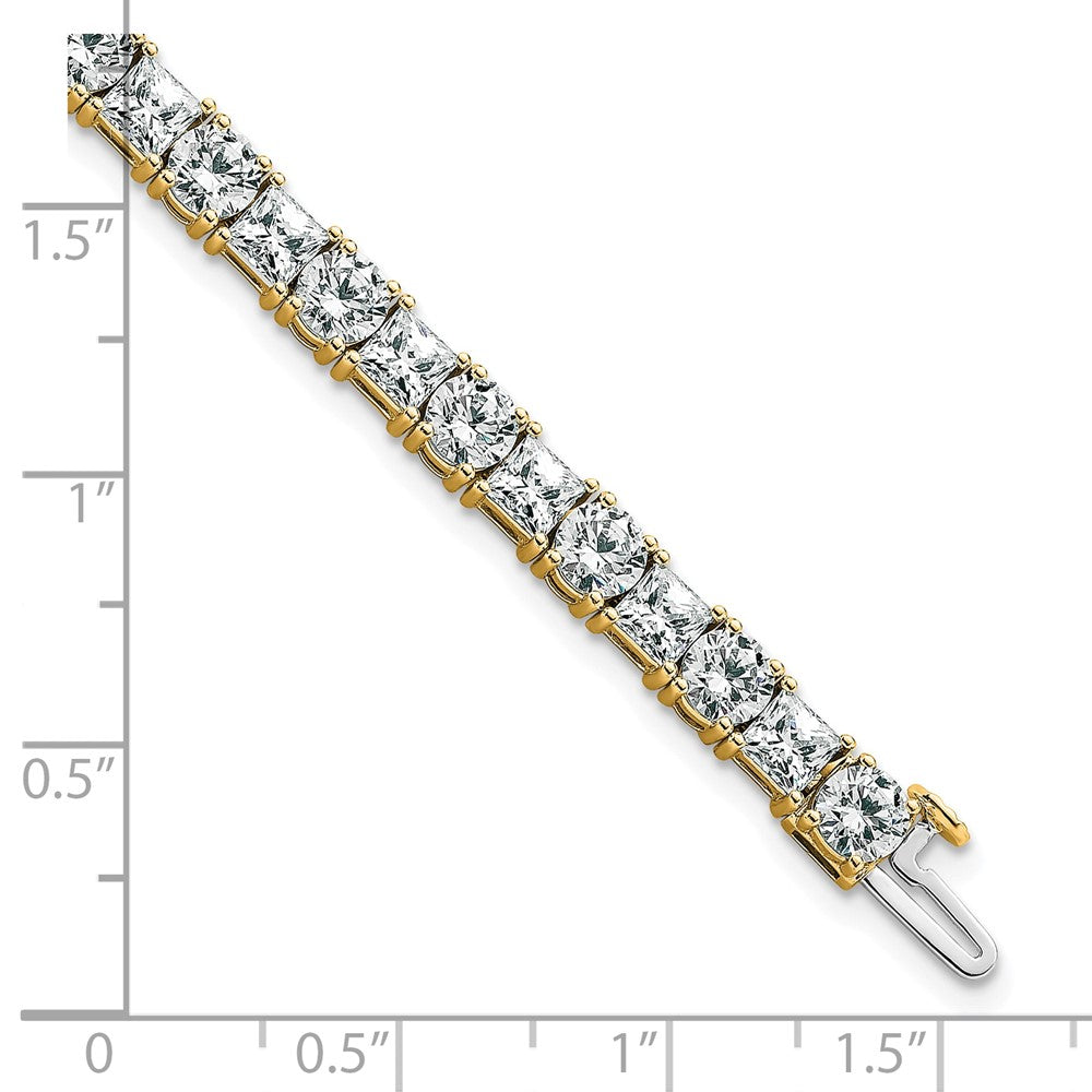 14K Yellow Gold Vs/Si Fgh Cert. Lab Grown Princess And Round Diamond Tennis Bracelet
