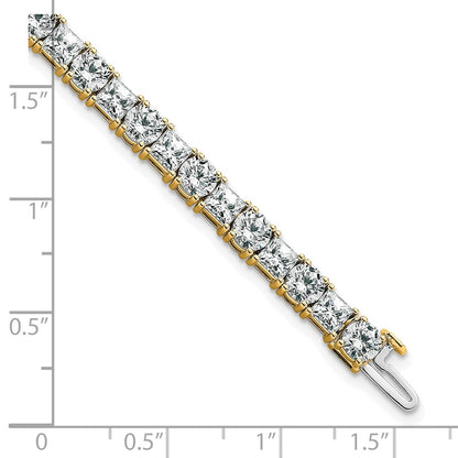 14K Yellow Gold Vs/Si Fgh Cert. Lab Grown Princess And Round Diamond Tennis Bracelet