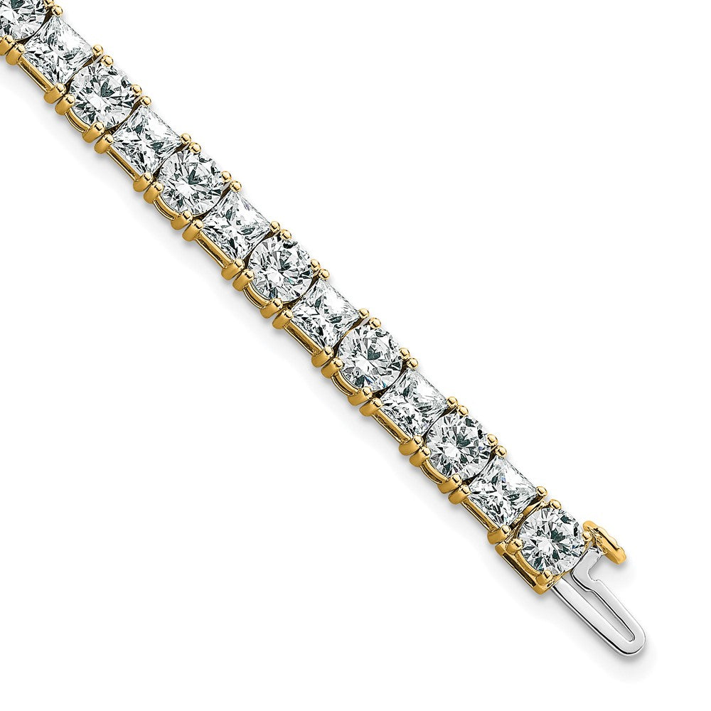 14K Yellow Gold Vs+ F+ Lab Grown Princess And Round Diamond Tennis Bracelet