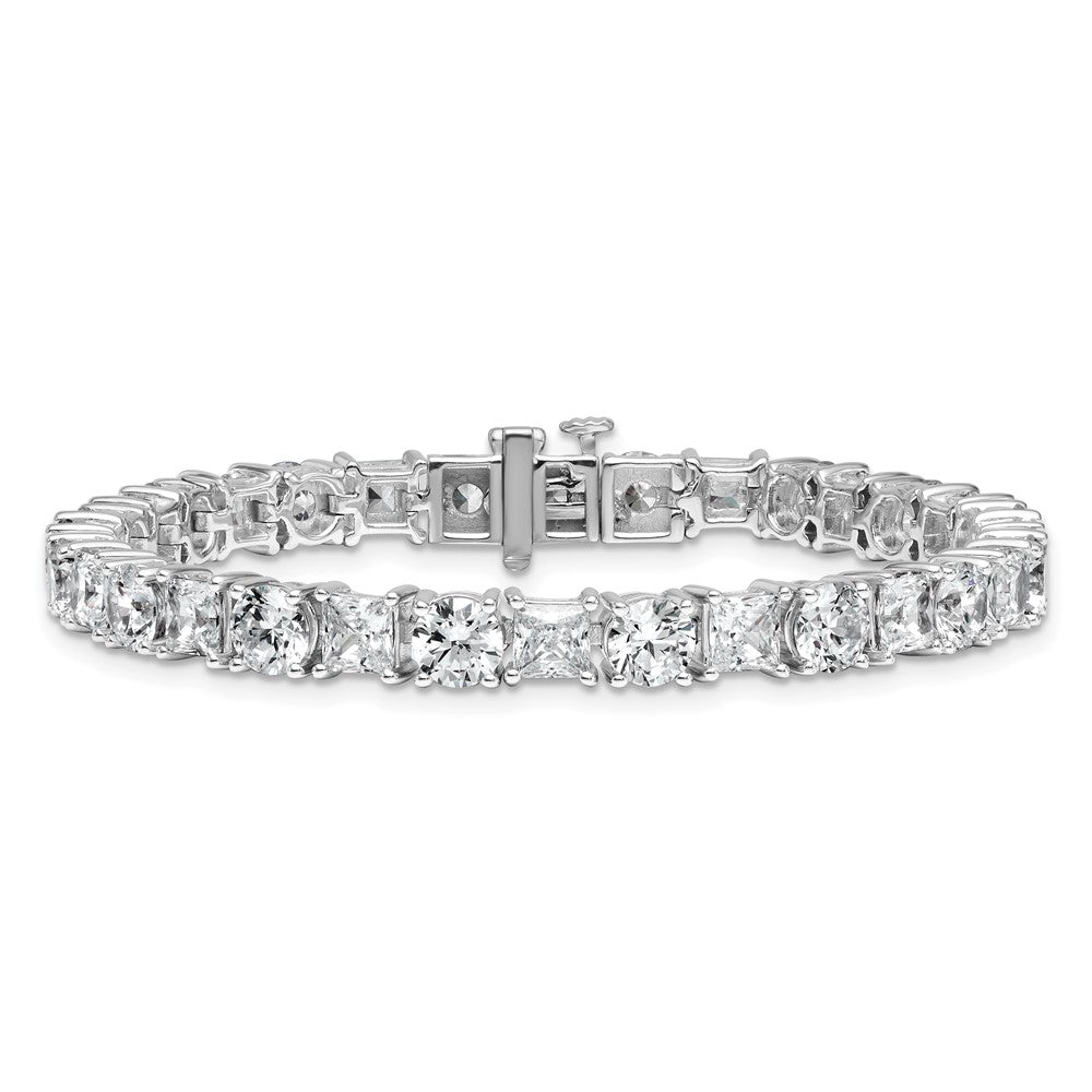 14K White Gold Wg Vs/Si+ G+ Lab Grown Princess And Round Diamond Tennis Bracelet