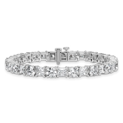 14K White Gold Wg Vs Def Cert. Lab Grown Princess And Round Diamond Tennis Bracelet