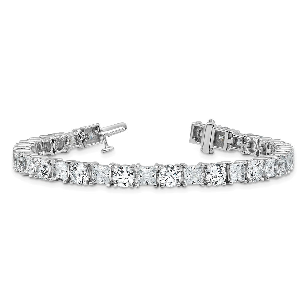 14K White Gold Wg Vs+ F+ Lab Grown Princess And Round Diamond Tennis Bracelet