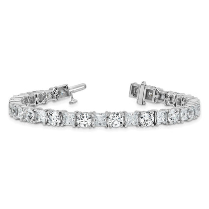 14K White Gold Wg Vs Def Cert. Lab Grown Princess And Round Diamond Tennis Bracelet
