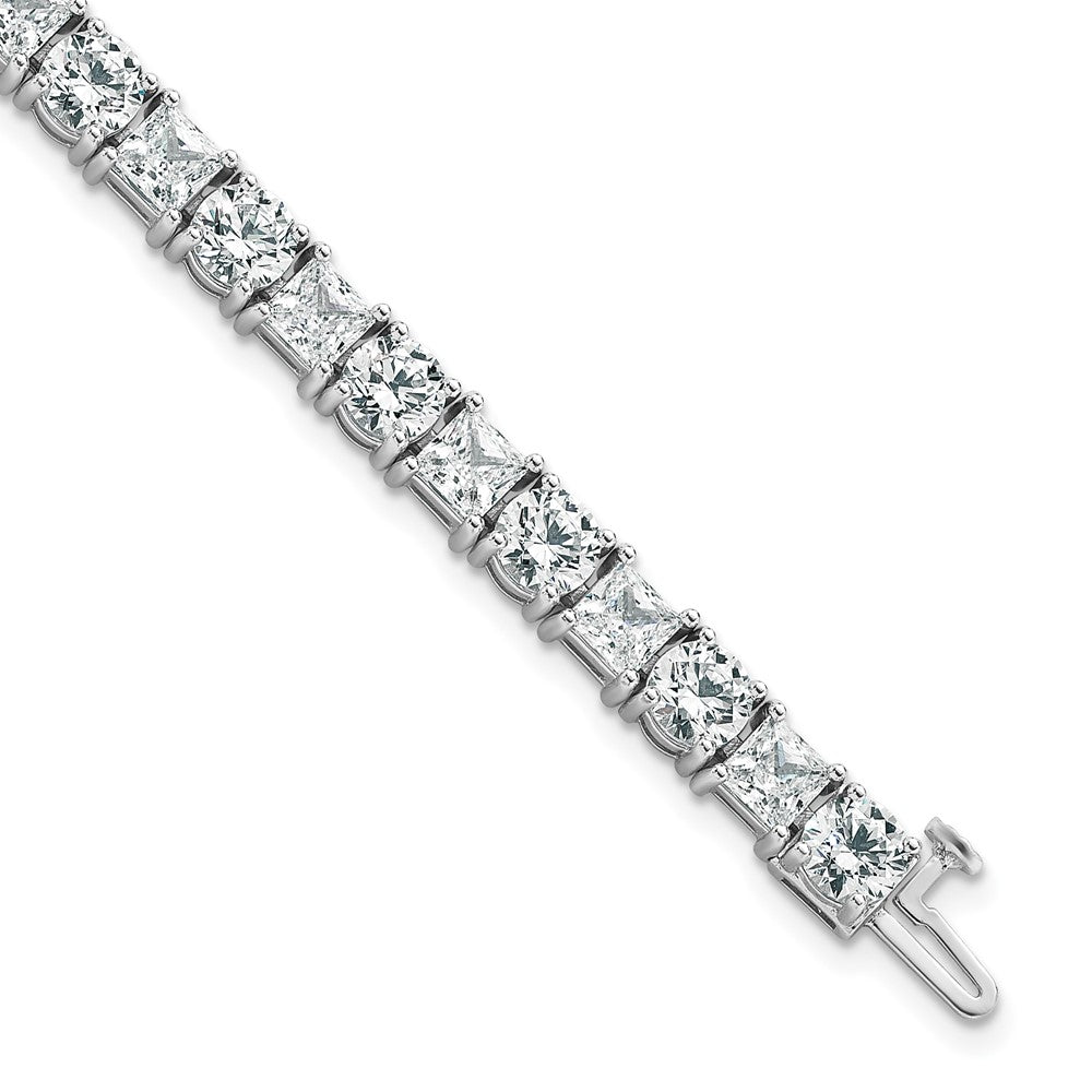 14K White Gold Wg Vs/Si+ G+ Lab Grown Princess And Round Diamond Tennis Bracelet