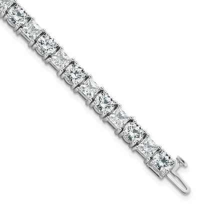 14K White Gold Wg Vs+ F+ Lab Grown Princess And Round Diamond Tennis Bracelet