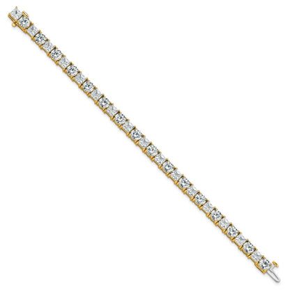 14K Yellow Gold Vs+ F+ Lab Grown Princess And Round Diamond Tennis Bracelet