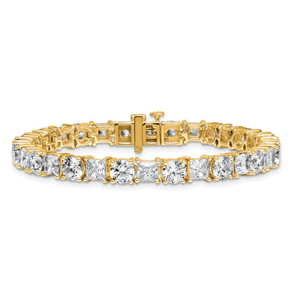 14K Yellow Gold Vs/Si Fgh Cert. Lab Grown Princess And Round Diamond Tennis Bracelet