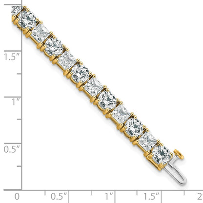 14K Yellow Gold Vs/Si+ G+ Lab Grown Princess And Round Diamond Tennis Bracelet