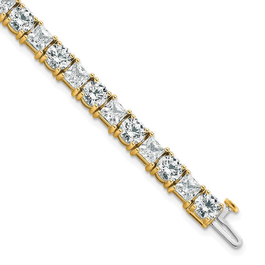 14K Yellow Gold Vs/Si Fgh Cert. Lab Grown Princess And Round Diamond Tennis Bracelet