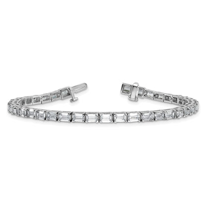 14K White Gold Cert. Lab Grown Diamond Vs/Si Fgh Emerald Tennis Bracelet