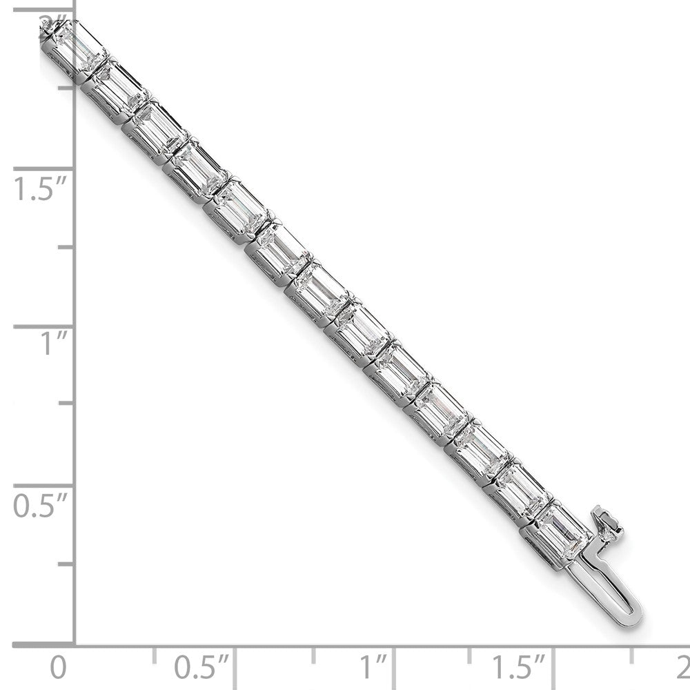 14K White Gold Lab Grown Diamond Vs+ F+ Emerald Tennis Bracelet