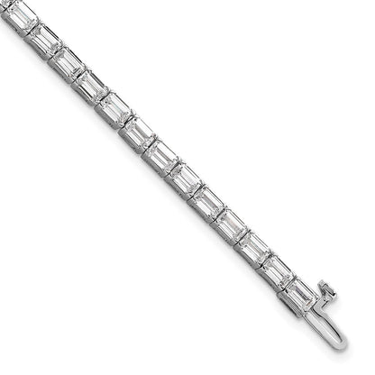 14K White Gold Cert. Lab Grown Diamond Vs/Si Fgh Emerald Tennis Bracelet