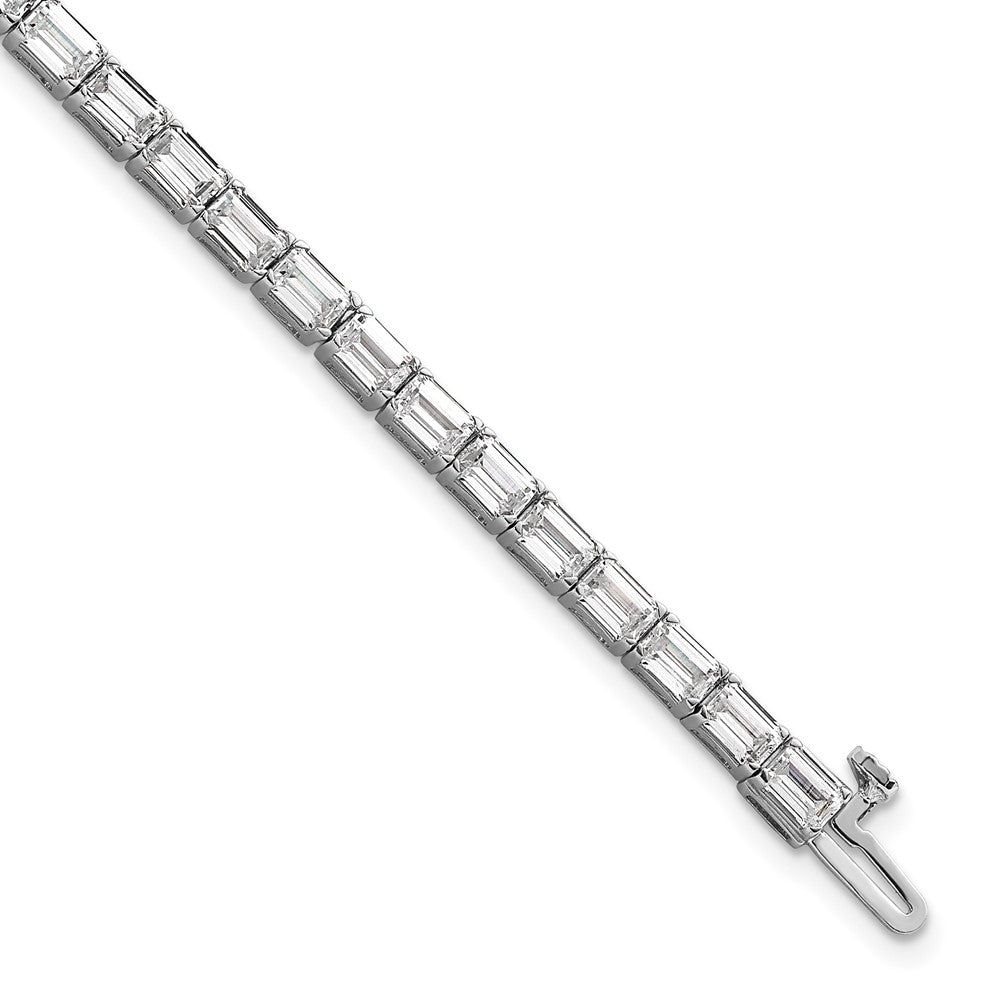 14K White Gold Lab Grown Diamond Vs+ F+ Emerald Tennis Bracelet