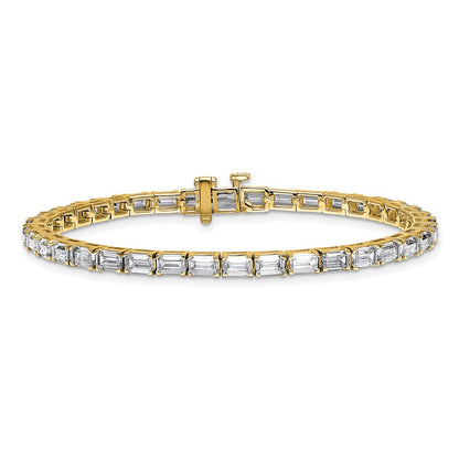 14K Yellow Gold Lab Grown Diamond Vs+ F+ Emerald Tennis Bracelet