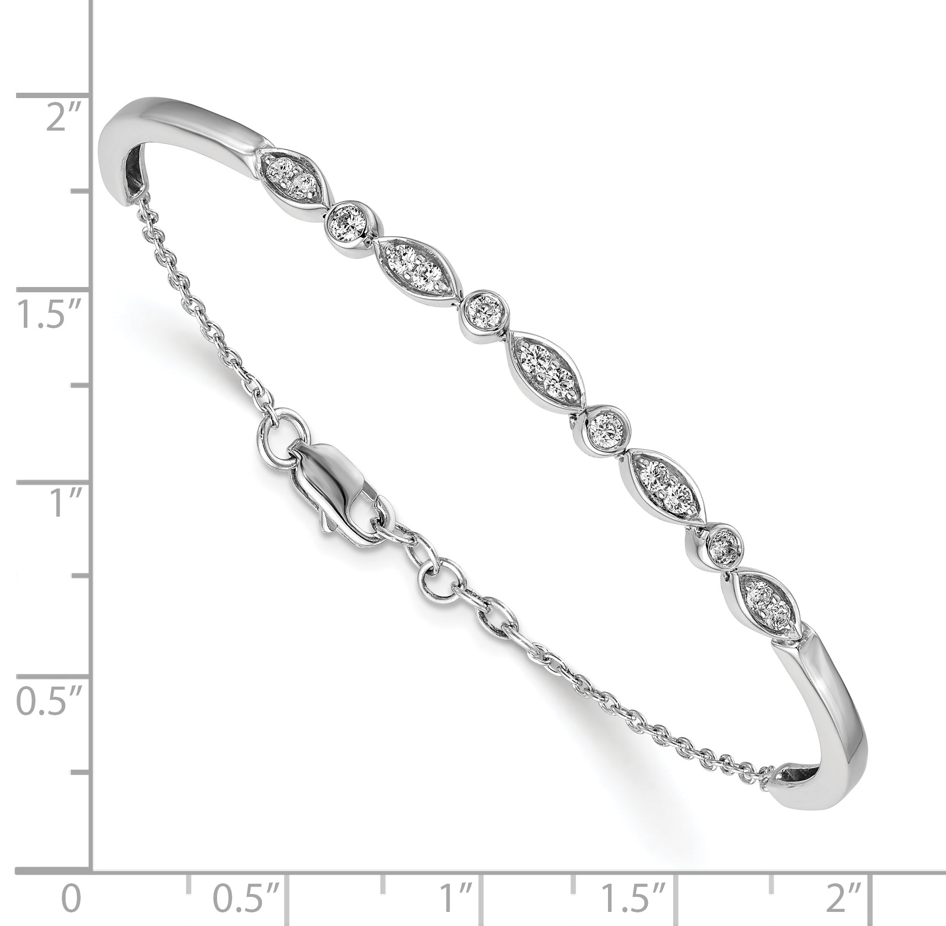 14k White Gold 1/2 Ct. Lab Grown Diamond VS/SI+ G+ Bangle Bracelet
