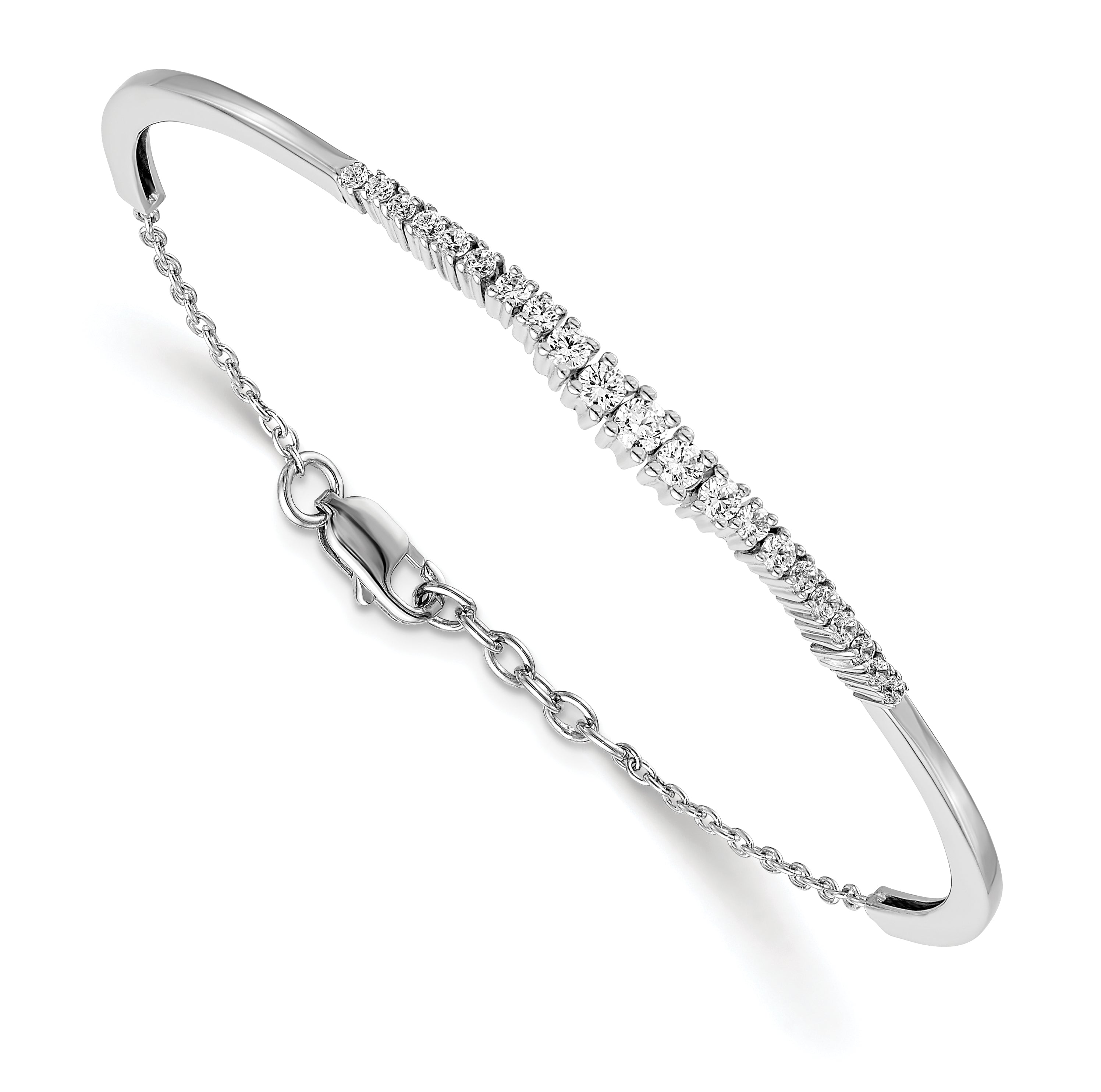 14k White Gold 3/4 Ct. Lab Grown Diamond VS/SI+ G+ Graduated Bangle Bracelet
