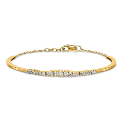 14K Yellow Gold 3/4 Carat Lab Grown Diamond Vs/Si+ G+ Graduated Bangle Bracelet