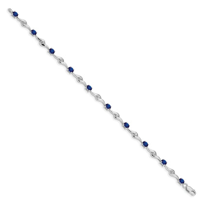 10K White Gold Blue Sapphire/White Sapphire Bracelet