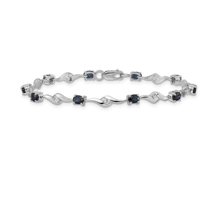 10K White Gold Blue Sapphire/White Sapphire Bracelet