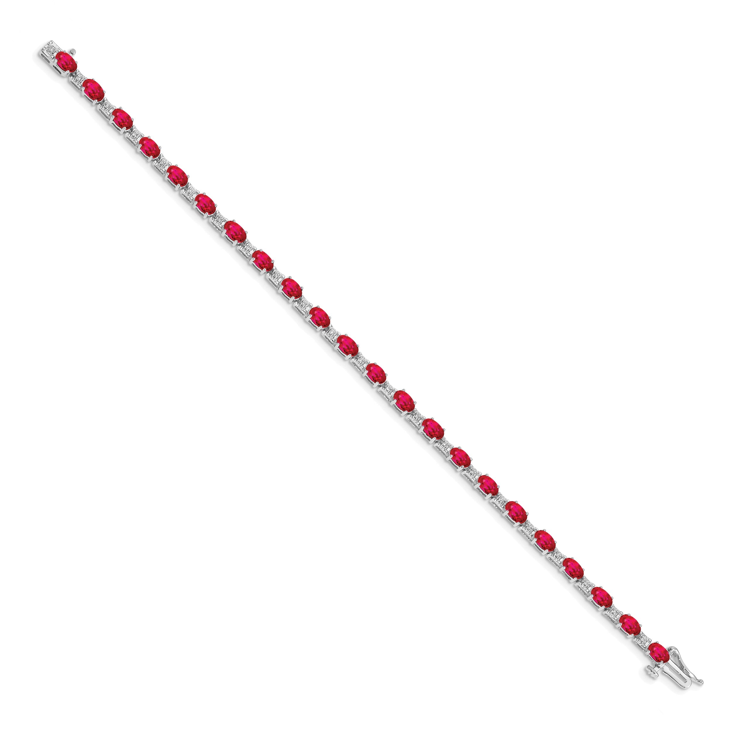 10K White Gold Diamond And Ruby Bracelet