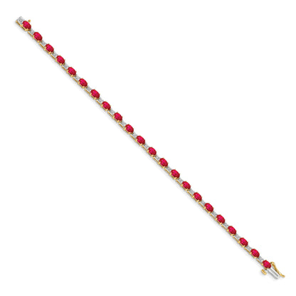 10K Yellow Gold Diamond And Ruby Bracelet