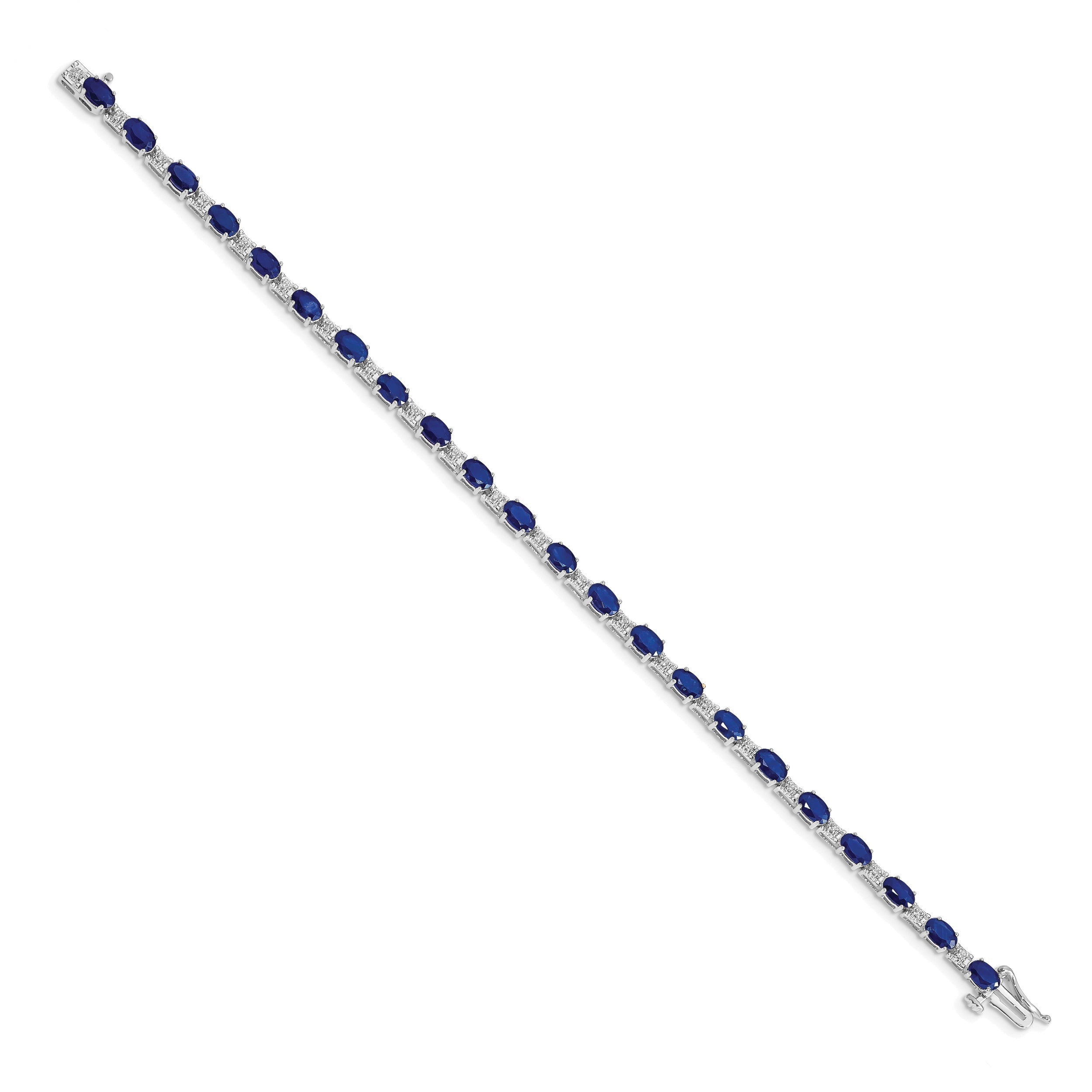 10K White Gold Diamond And Sapphire Bracelet