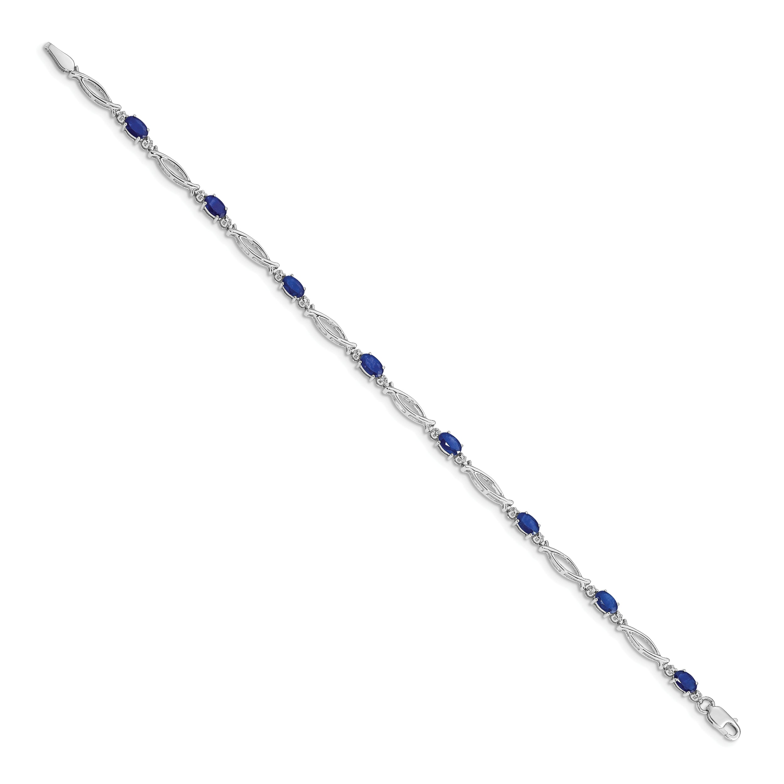10K White Gold Diamond And Sapphire Bracelet